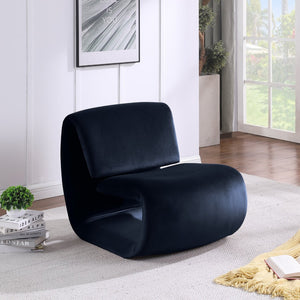 Meridian Furniture Nouveau Sculptural Velvet Accent Chair with Organic Curved Form for Modern Living Rooms Navy 33022Navy