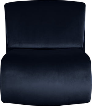 Meridian Furniture Nouveau Sculptural Velvet Accent Chair with Organic Curved Form for Modern Living Rooms Navy 33022Navy