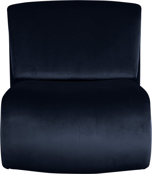 Meridian Furniture Nouveau Sculptural Velvet Accent Chair with Organic Curved Form for Modern Living Rooms Navy 33022Navy