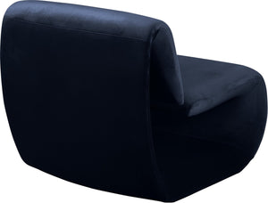 Meridian Furniture Nouveau Sculptural Velvet Accent Chair with Organic Curved Form for Modern Living Rooms Navy 33022Navy
