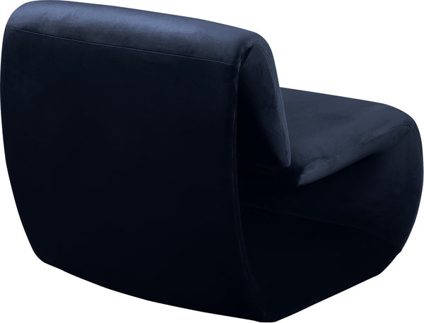 Meridian Furniture Nouveau Sculptural Velvet Accent Chair with Organic Curved Form for Modern Living Rooms Navy 33022Navy
