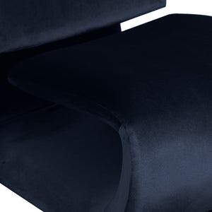 Meridian Furniture Nouveau Sculptural Velvet Accent Chair with Organic Curved Form for Modern Living Rooms Navy 33022Navy