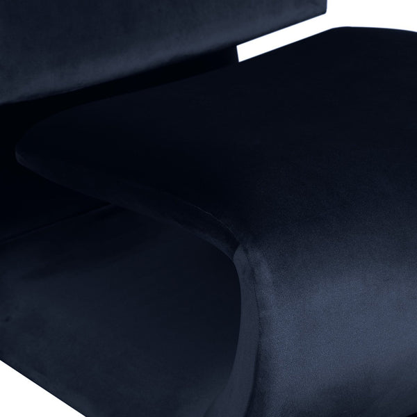 Meridian Furniture Nouveau Sculptural Velvet Accent Chair with Organic Curved Form for Modern Living Rooms Navy 33022Navy