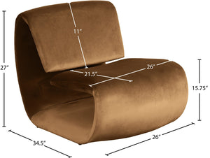 Meridian Furniture Nouveau Sculptural Velvet Accent Chair with Organic Curved Form for Modern Living Rooms Saddle 33022Saddle