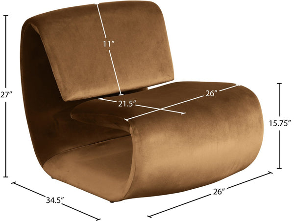Meridian Furniture Nouveau Sculptural Velvet Accent Chair with Organic Curved Form for Modern Living Rooms Saddle 33022Saddle
