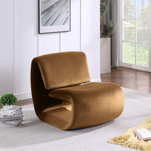 Meridian Furniture Nouveau Sculptural Velvet Accent Chair with Organic Curved Form for Modern Living Rooms Saddle 33022Saddle