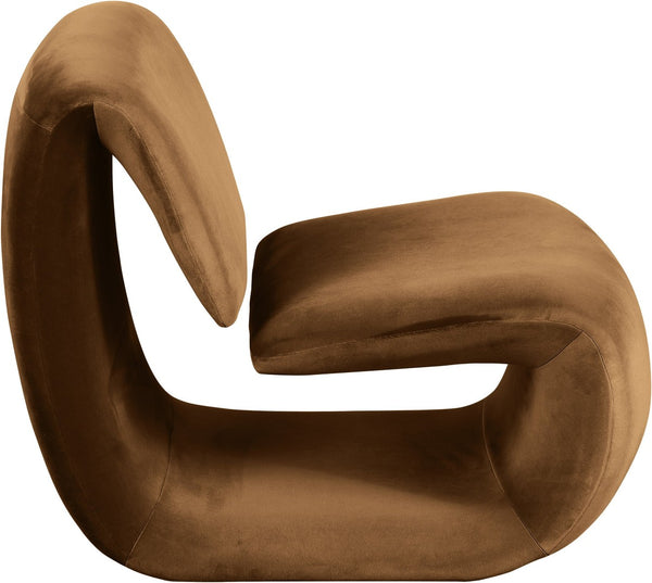 Meridian Furniture Nouveau Sculptural Velvet Accent Chair with Organic Curved Form for Modern Living Rooms Saddle 33022Saddle