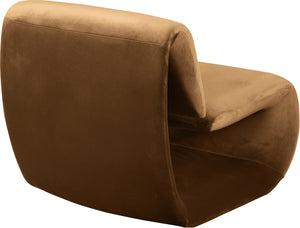 Meridian Furniture Nouveau Sculptural Velvet Accent Chair with Organic Curved Form for Modern Living Rooms Saddle 33022Saddle
