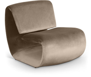 Meridian Furniture Nouveau Sculptural Velvet Accent Chair with Organic Curved Form for Modern Living Rooms Taupe 33022Taupe
