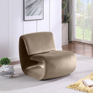 Meridian Furniture Nouveau Sculptural Velvet Accent Chair with Organic Curved Form for Modern Living Rooms Taupe 33022Taupe
