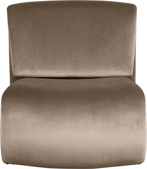 Meridian Furniture Nouveau Sculptural Velvet Accent Chair with Organic Curved Form for Modern Living Rooms Taupe 33022Taupe