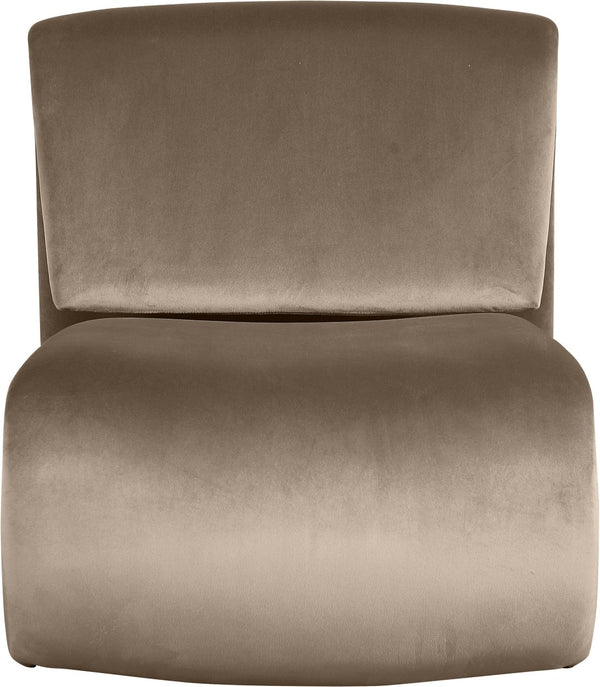 Meridian Furniture Nouveau Sculptural Velvet Accent Chair with Organic Curved Form for Modern Living Rooms Taupe 33022Taupe