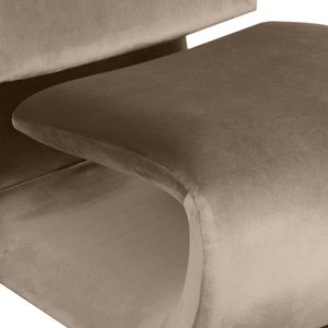 Meridian Furniture Nouveau Sculptural Velvet Accent Chair with Organic Curved Form for Modern Living Rooms Taupe 33022Taupe