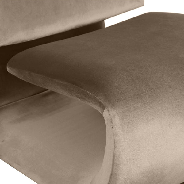 Meridian Furniture Nouveau Sculptural Velvet Accent Chair with Organic Curved Form for Modern Living Rooms Taupe 33022Taupe