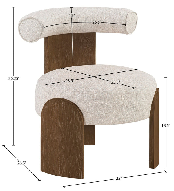 Meridian Furniture Calder Linen Accent Chair with Solid Wood Frame for Modern Scandinavian Living Room Comfort Style A Beige 33023Beige