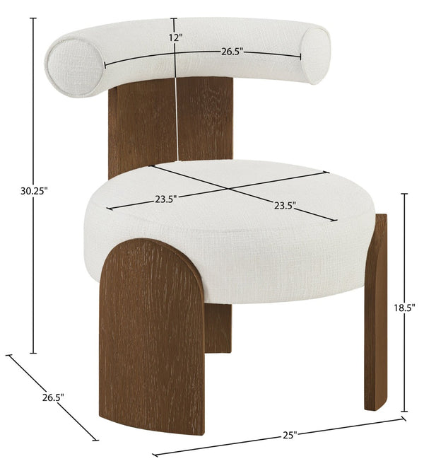 Meridian Furniture Calder Linen Accent Chair with Solid Wood Frame for Modern Scandinavian Living Room Comfort Style A Cream 33023Cream