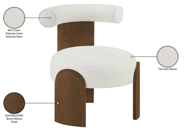 Meridian Furniture Calder Linen Accent Chair with Solid Wood Frame for Modern Scandinavian Living Room Comfort Style A Cream 33023Cream