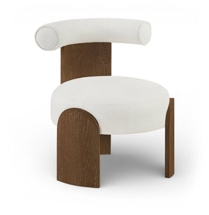Meridian Furniture Calder Linen Accent Chair with Solid Wood Frame for Modern Scandinavian Living Room Comfort Style A Cream 33023Cream