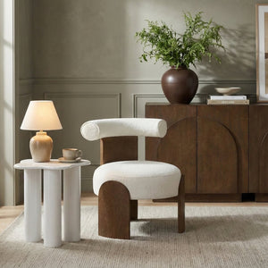 Meridian Furniture Calder Linen Accent Chair with Solid Wood Frame for Modern Scandinavian Living Room Comfort Style A Cream 33023Cream