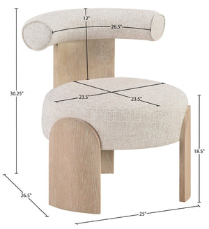 Meridian Furniture Calder Linen Accent Chair with Solid Wood Frame for Modern Scandinavian Living Room Comfort Style B Beige 33024Beige