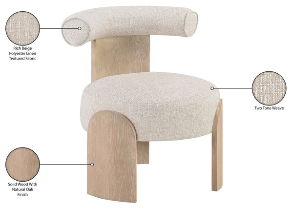 Meridian Furniture Calder Linen Accent Chair with Solid Wood Frame for Modern Scandinavian Living Room Comfort Style B Beige 33024Beige