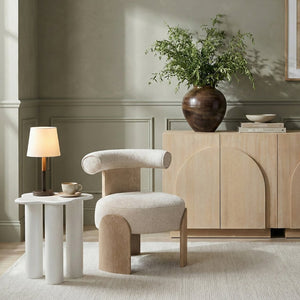 Meridian Furniture Calder Linen Accent Chair with Solid Wood Frame for Modern Scandinavian Living Room Comfort Style B Beige 33024Beige