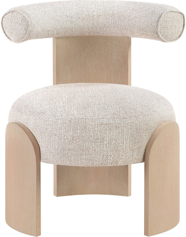 Meridian Furniture Calder Linen Accent Chair with Solid Wood Frame for Modern Scandinavian Living Room Comfort Style B Beige 33024Beige