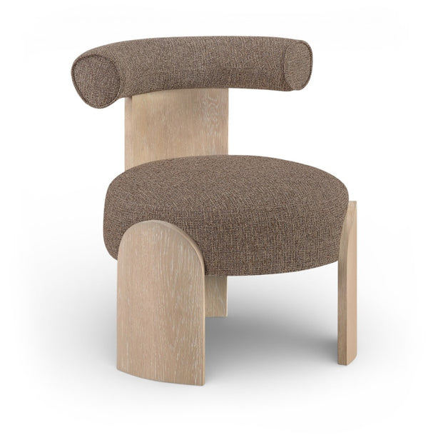 Meridian Furniture Calder Linen Accent Chair with Solid Wood Frame for Modern Scandinavian Living Room Comfort Style B Brown 33024Brown
