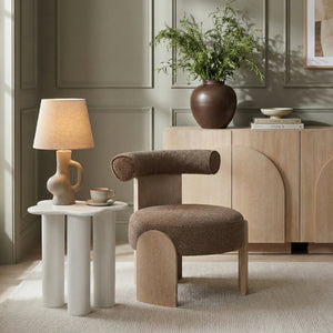 Meridian Furniture Calder Linen Accent Chair with Solid Wood Frame for Modern Scandinavian Living Room Comfort Style B Brown 33024Brown