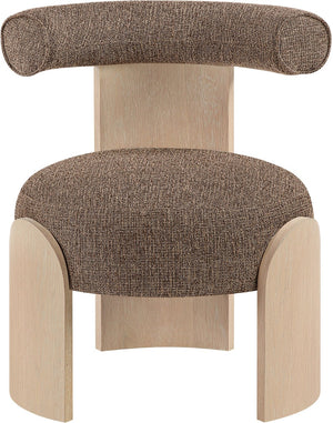 Meridian Furniture Calder Linen Accent Chair with Solid Wood Frame for Modern Scandinavian Living Room Comfort Style B Brown 33024Brown