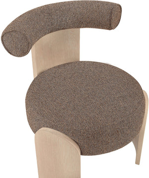 Meridian Furniture Calder Linen Accent Chair with Solid Wood Frame for Modern Scandinavian Living Room Comfort Style B Brown 33024Brown