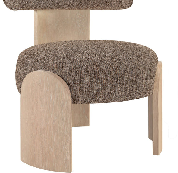 Meridian Furniture Calder Linen Accent Chair with Solid Wood Frame for Modern Scandinavian Living Room Comfort Style B Brown 33024Brown