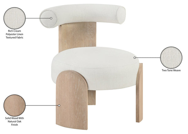 Meridian Furniture Calder Linen Accent Chair with Solid Wood Frame for Modern Scandinavian Living Room Comfort Style B Cream 33024Cream