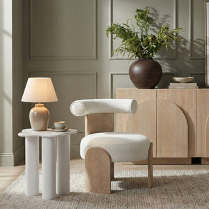 Meridian Furniture Calder Linen Accent Chair with Solid Wood Frame for Modern Scandinavian Living Room Comfort Style B Cream 33024Cream