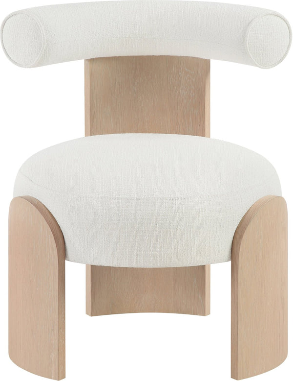 Meridian Furniture Calder Linen Accent Chair with Solid Wood Frame for Modern Scandinavian Living Room Comfort Style B Cream 33024Cream