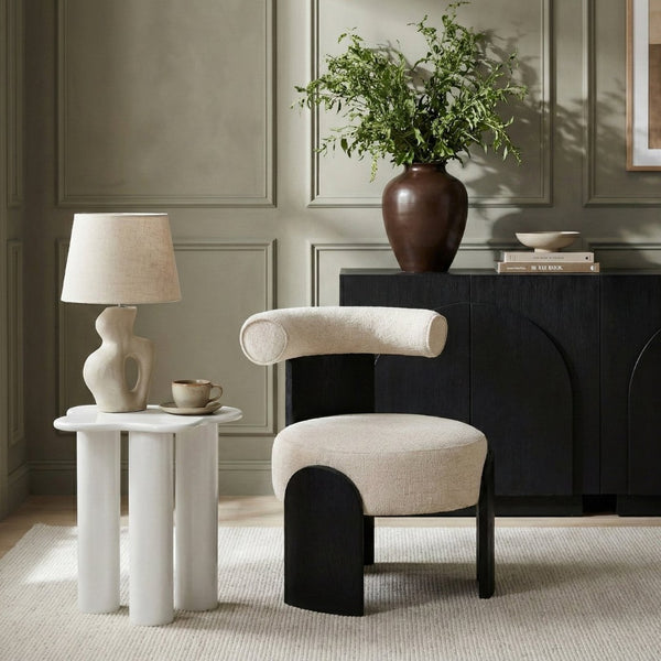 Meridian Furniture Calder Linen Accent Chair with Solid Wood Frame for Modern Scandinavian Living Room Comfort Style C Beige 33025Beige