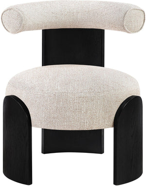 Meridian Furniture Calder Linen Accent Chair with Solid Wood Frame for Modern Scandinavian Living Room Comfort Style C Beige 33025Beige