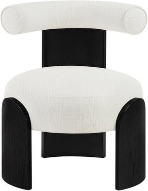Meridian Furniture Calder Linen Accent Chair with Solid Wood Frame for Modern Scandinavian Living Room Comfort Style C Cream 33025Cream