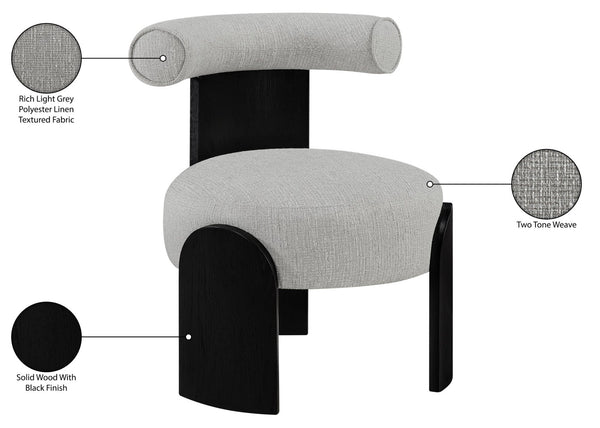 Meridian Furniture Calder Linen Accent Chair with Solid Wood Frame for Modern Scandinavian Living Room Comfort Style C Grey 33025Grey