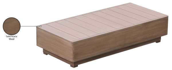 Meridian Furniture Solace Solid Acacia Outdoor Coffee Table with Thermowood Treatment for Patio Lounges 33026-CT