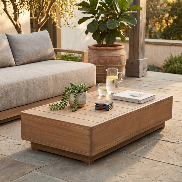 Meridian Furniture Solace Solid Acacia Outdoor Coffee Table with Thermowood Treatment for Patio Lounges 33026-CT