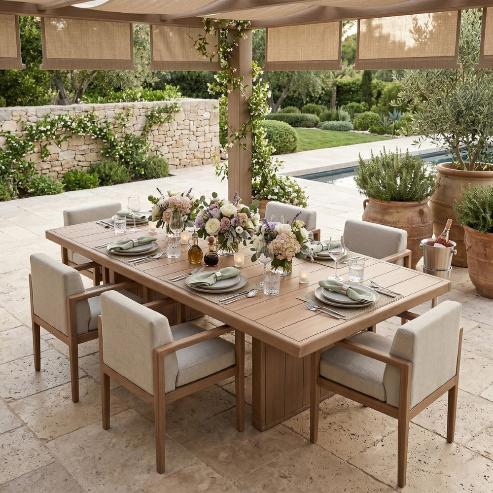 Meridian Furniture Solace Solid Acacia Outdoor Dining Table Thermowood Treated for Weather Resistance 33026-DT