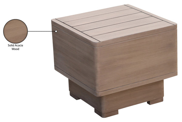 Meridian Furniture Solace Solid Acacia Outdoor Side Table Thermowood Treated for Weather Resistant Patios 33026-ET