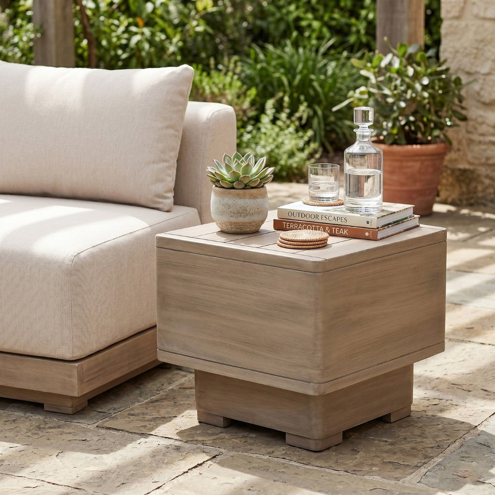 Meridian Furniture Solace Solid Acacia Outdoor Side Table Thermowood Treated for Weather Resistant Patios 33026-ET