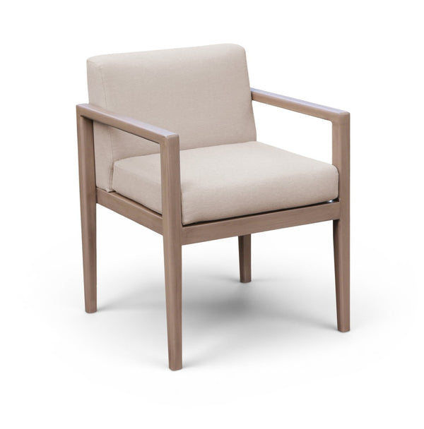 Meridian Furniture Solace Acacia Wood Outdoor Dining Arm Chair with Olefin Cushion for Patio and Deck Seating Beige 33026Beige-AC