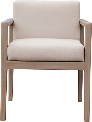 Meridian Furniture Solace Acacia Wood Outdoor Dining Arm Chair with Olefin Cushion for Patio and Deck Seating Beige 33026Beige-AC