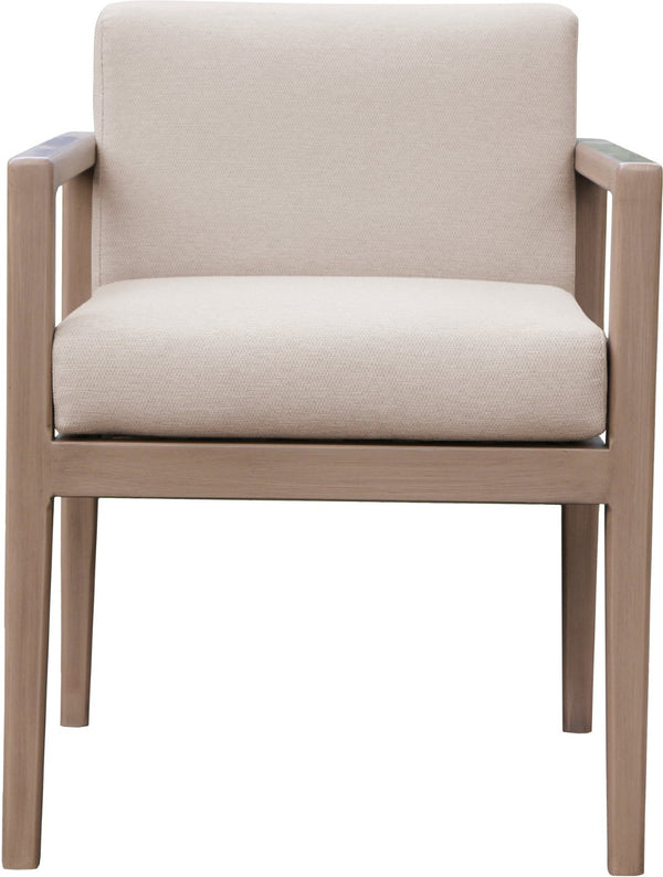 Meridian Furniture Solace Acacia Wood Outdoor Dining Arm Chair with Olefin Cushion for Patio and Deck Seating Beige 33026Beige-AC
