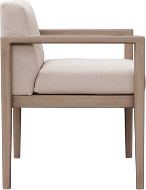 Meridian Furniture Solace Acacia Wood Outdoor Dining Arm Chair with Olefin Cushion for Patio and Deck Seating Beige 33026Beige-AC