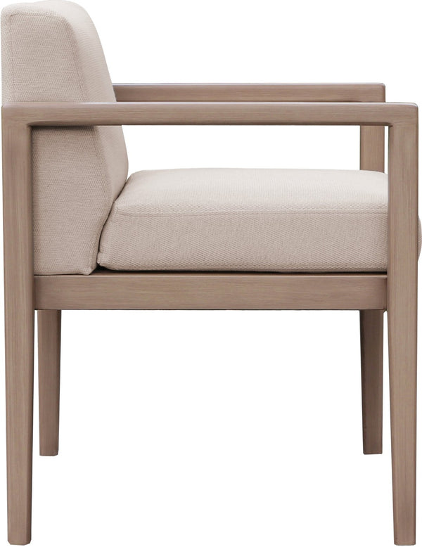 Meridian Furniture Solace Acacia Wood Outdoor Dining Arm Chair with Olefin Cushion for Patio and Deck Seating Beige 33026Beige-AC