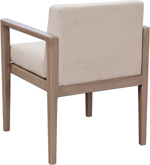 Meridian Furniture Solace Acacia Wood Outdoor Dining Arm Chair with Olefin Cushion for Patio and Deck Seating Beige 33026Beige-AC